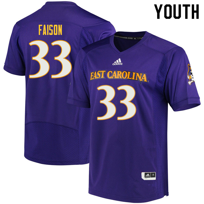 Youth #33 Damir Faison ECU Pirates College Football Jerseys Sale-Purple